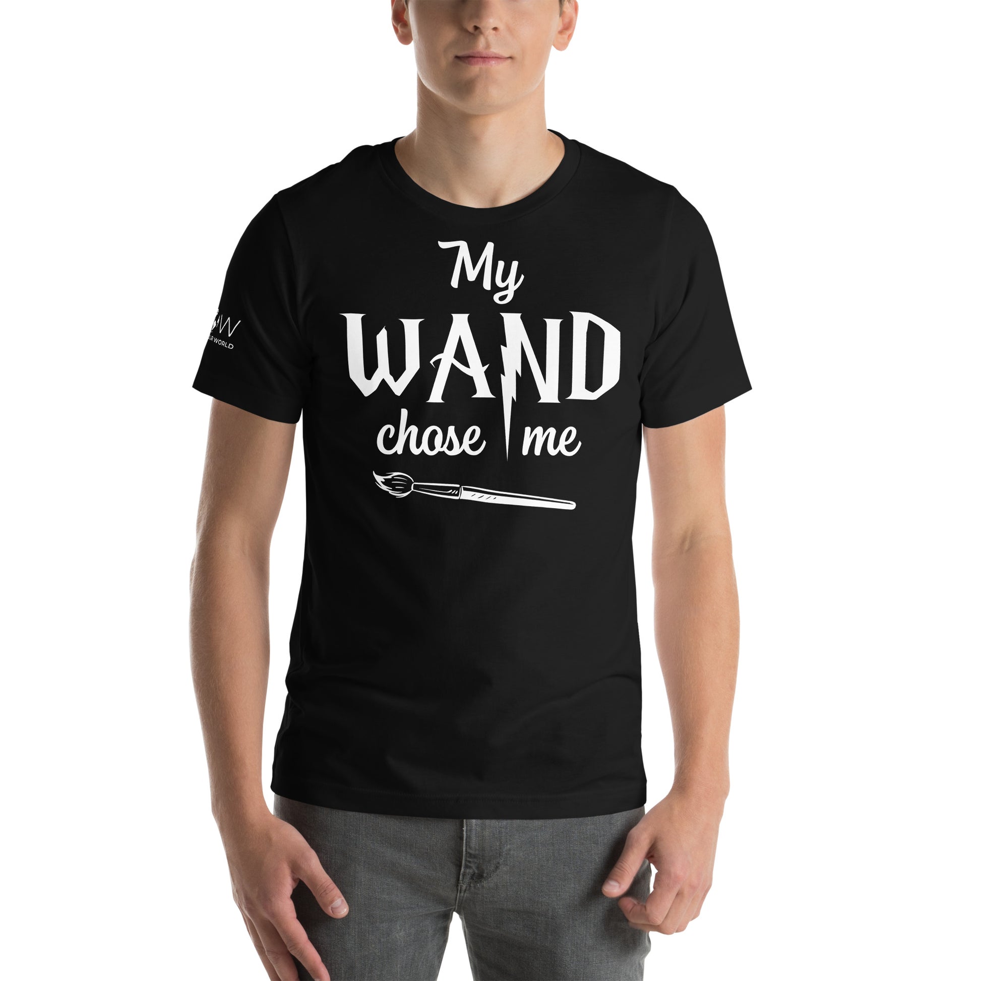 My Wand Chose Me Artist – Bold Wizard-Inspired Black Motivational Men's T-Shirt
