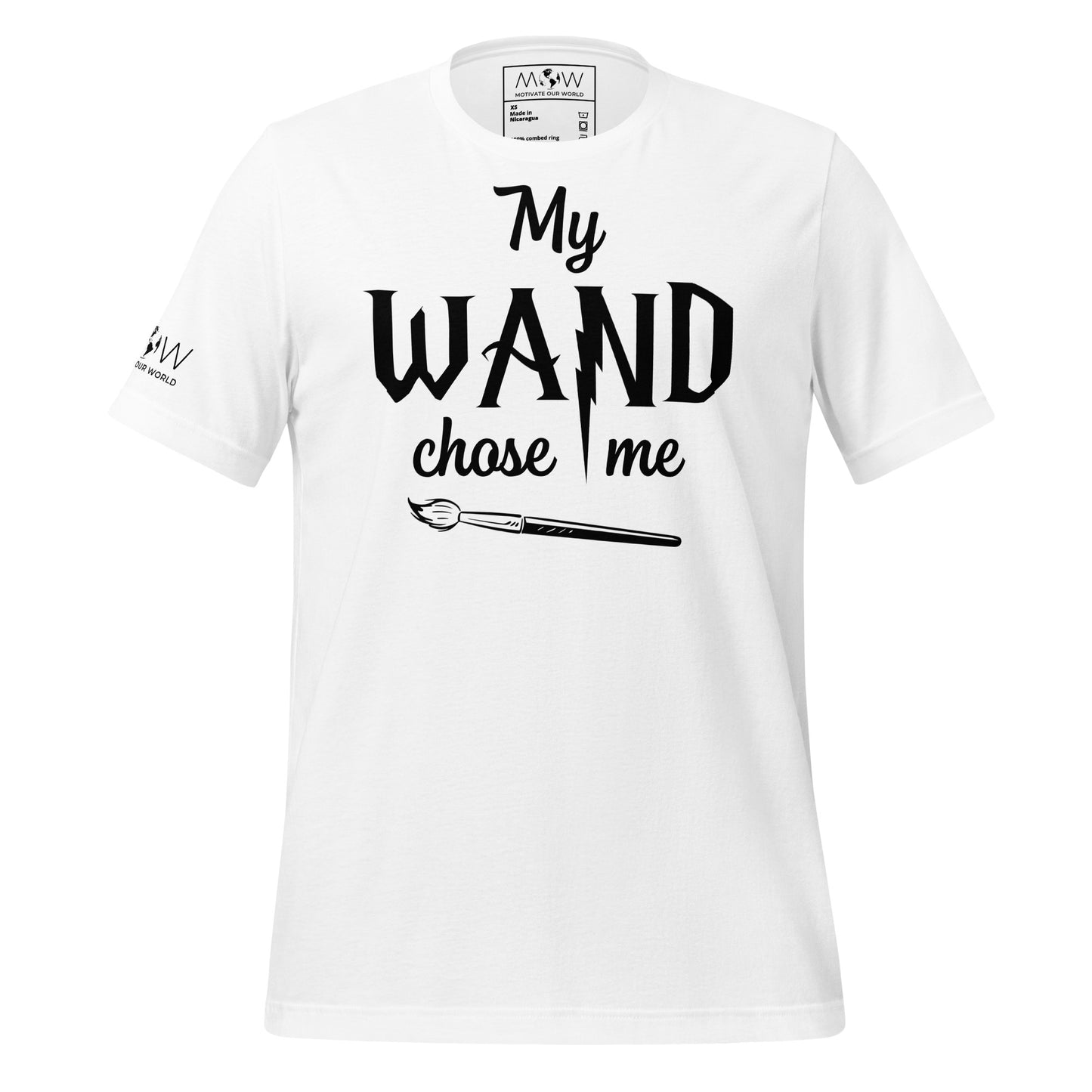 My Wand Chose Me Artist – Bold Wizard-Inspired White Motivational Men's T-Shirt
