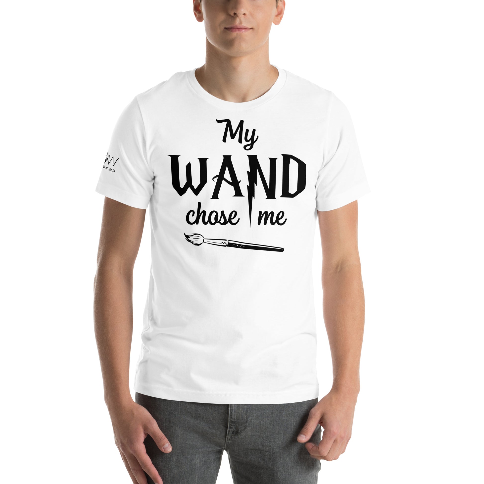 My Wand Chose Me Artist – Bold Wizard-Inspired White Motivational Men's T-Shirt