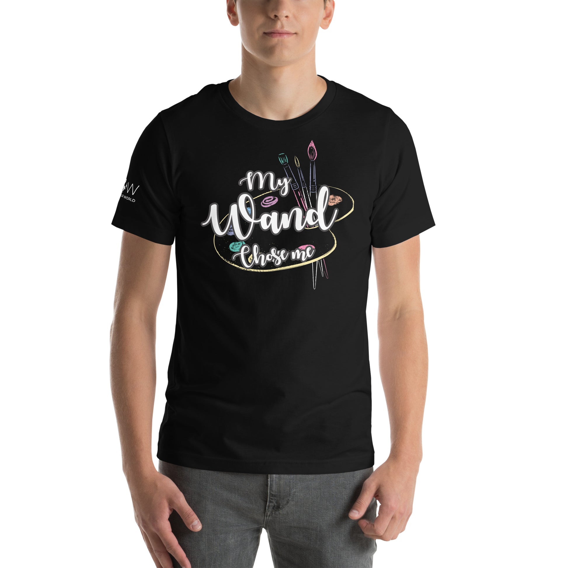 My Wand Chose Me – Colorful Artist Palette Black Motivational Men's T-Shirt