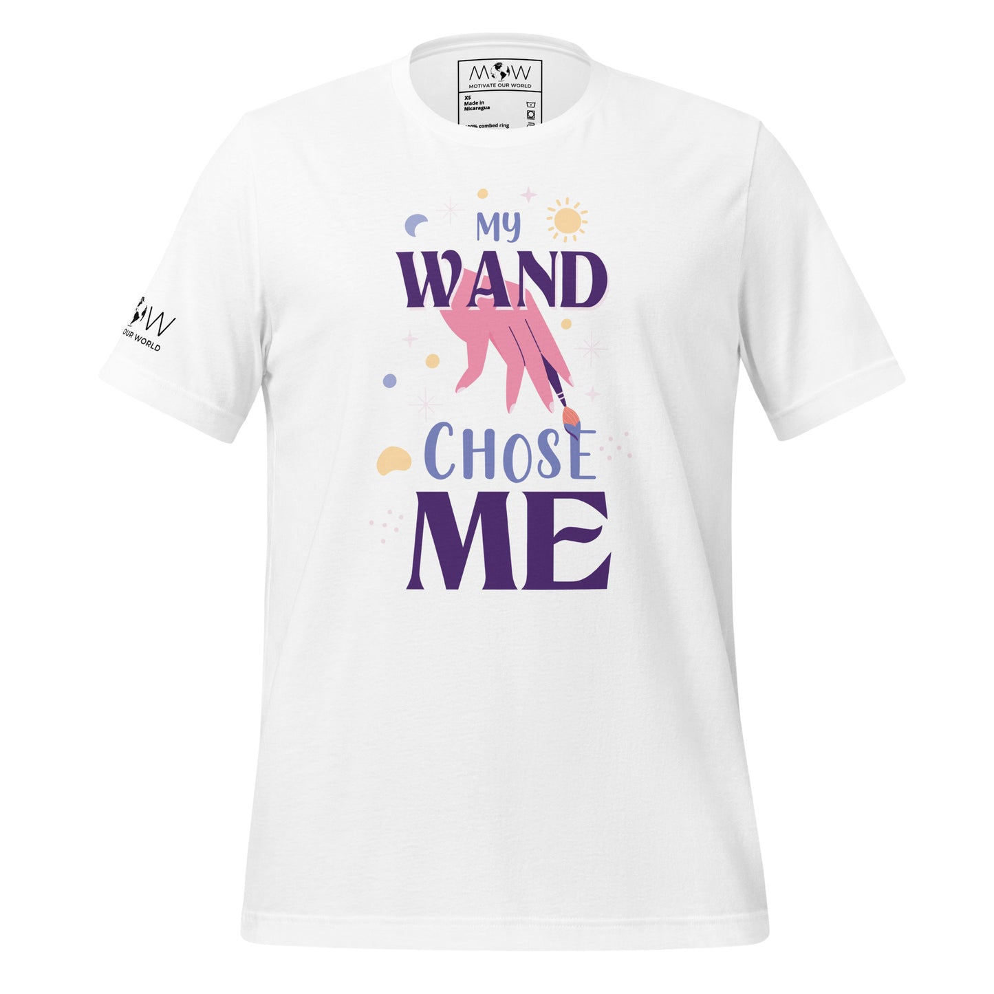 My Wand Chose Me – Magical Hand & Brush White Motivational Men's T-Shirt