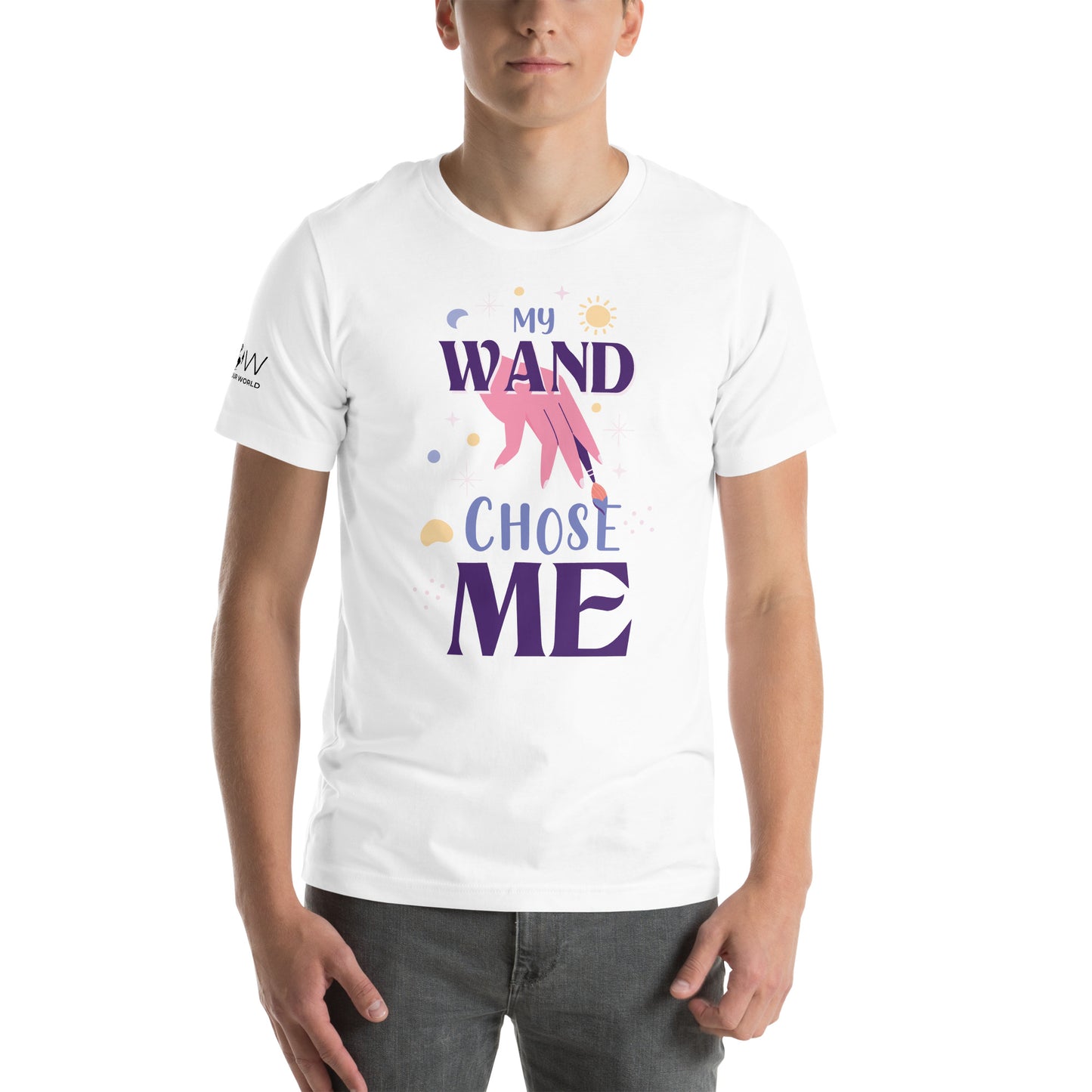 My Wand Chose Me – Magical Hand & Brush White Motivational Men's T-Shirt