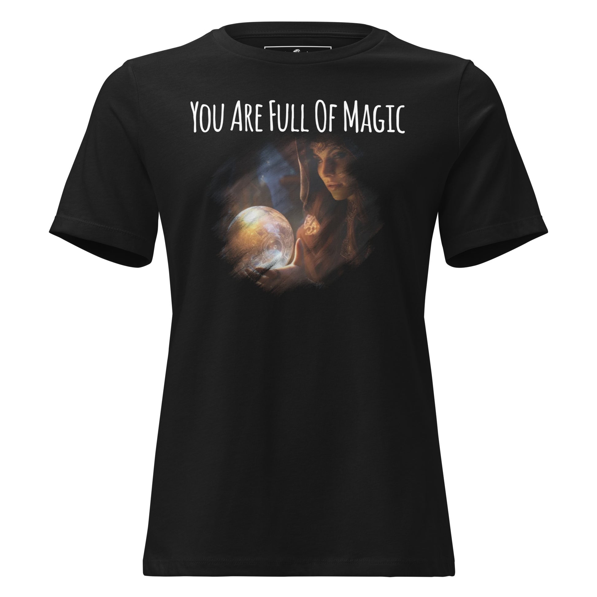 Mystic Glow Crystal Ball Black Motivational Women’s T-Shirt