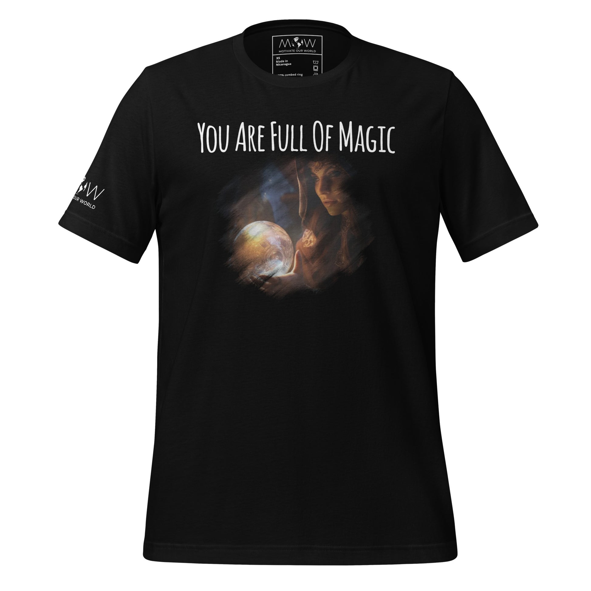 Mystic Glow Crystal Ball Men's Motivational Black T-Shirt
