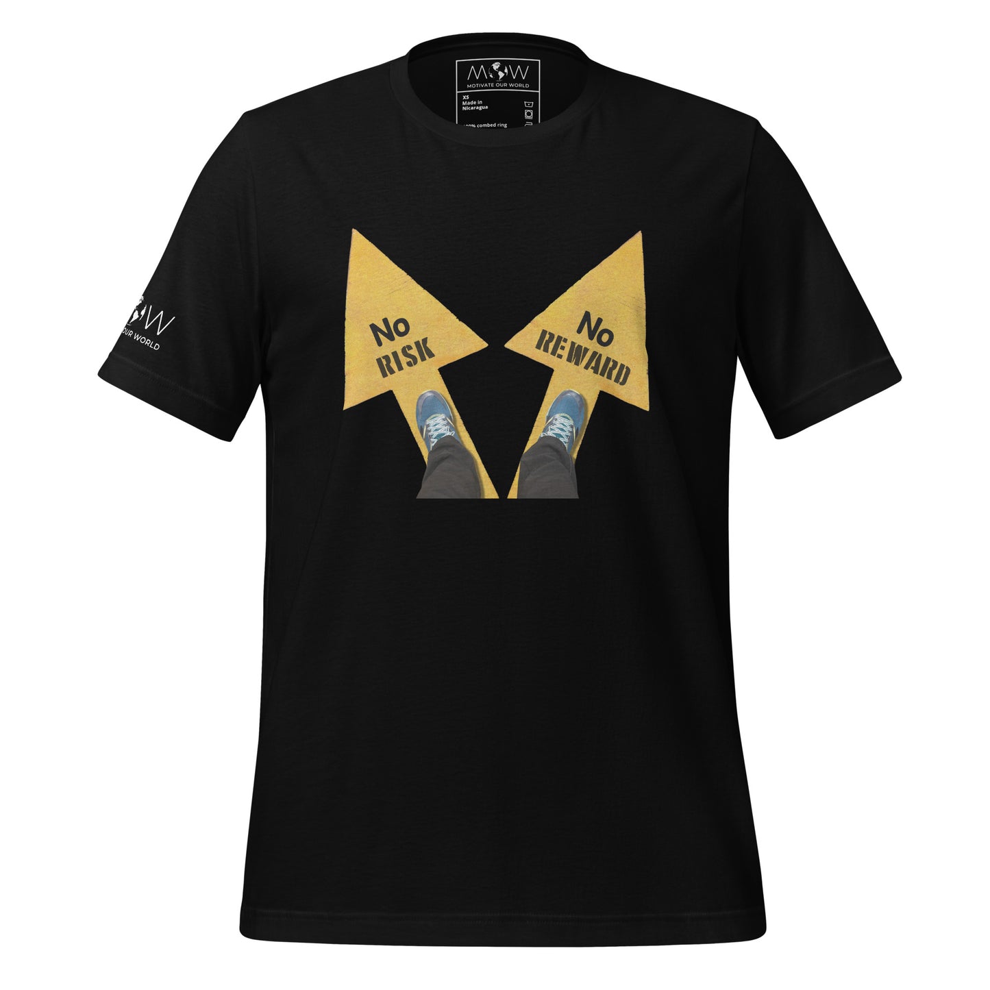 NO RISK NO REWARD Men's Motivational Black T-Shirt