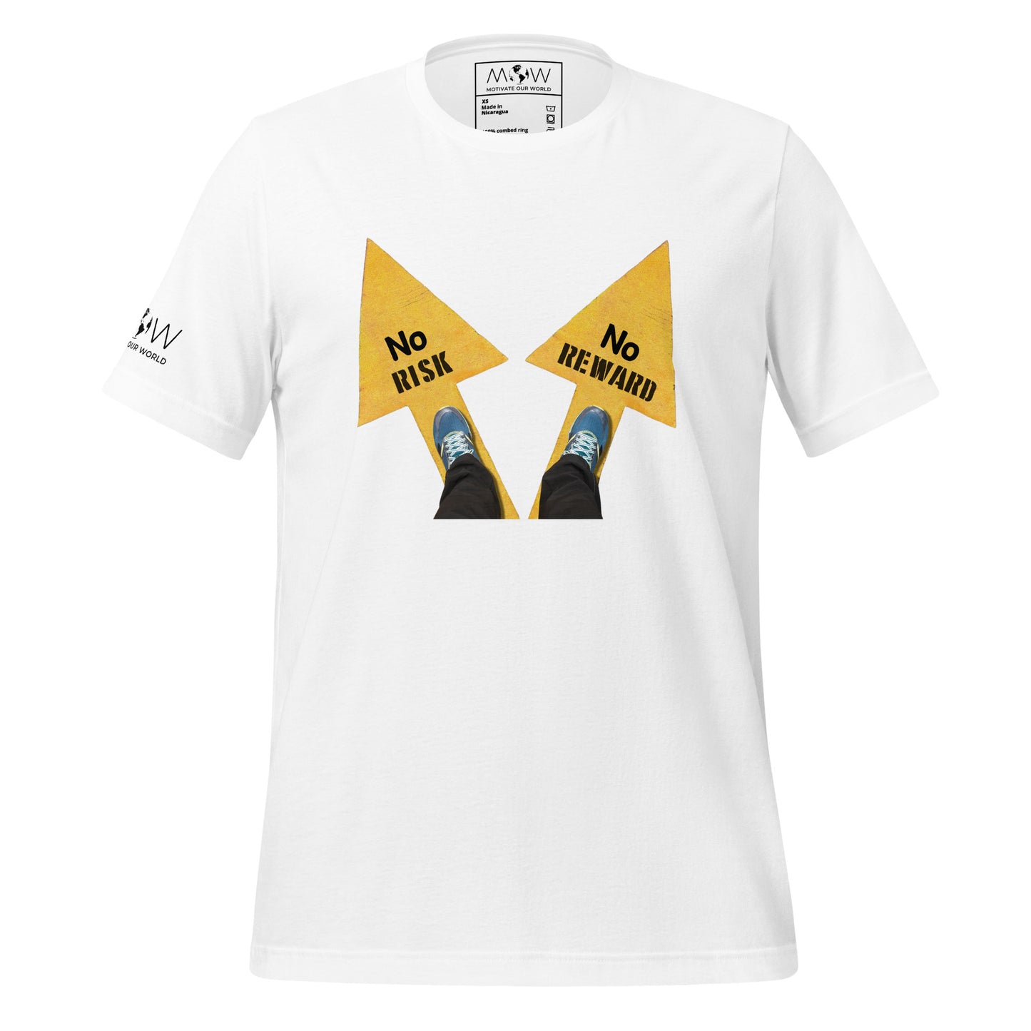NO RISK NO REWARD Men's Motivational White T-Shirt
