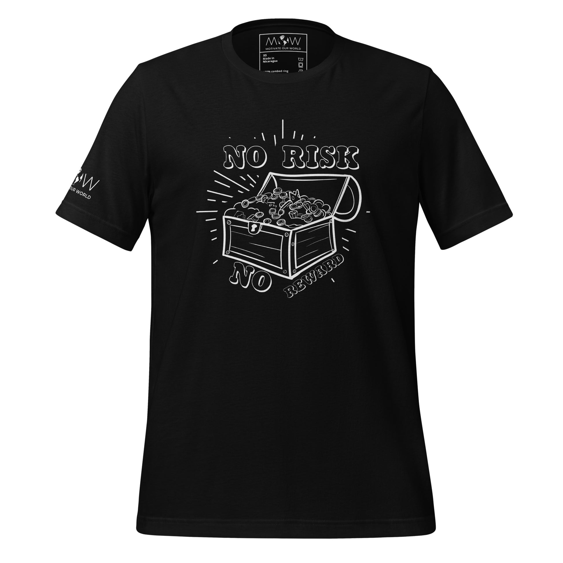 NO RISK NO REWARD Men's Motivational Black T-Shirt