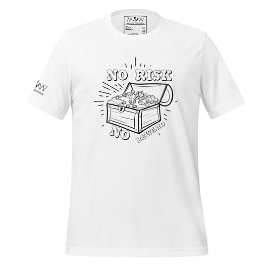 NO RISK NO REWARD Men's Motivational White T-Shirt