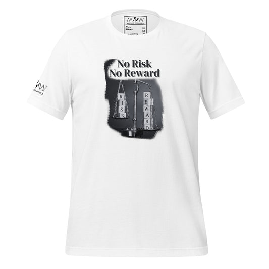 NO RISK NO REWARD Men's Motivational White T-Shirt