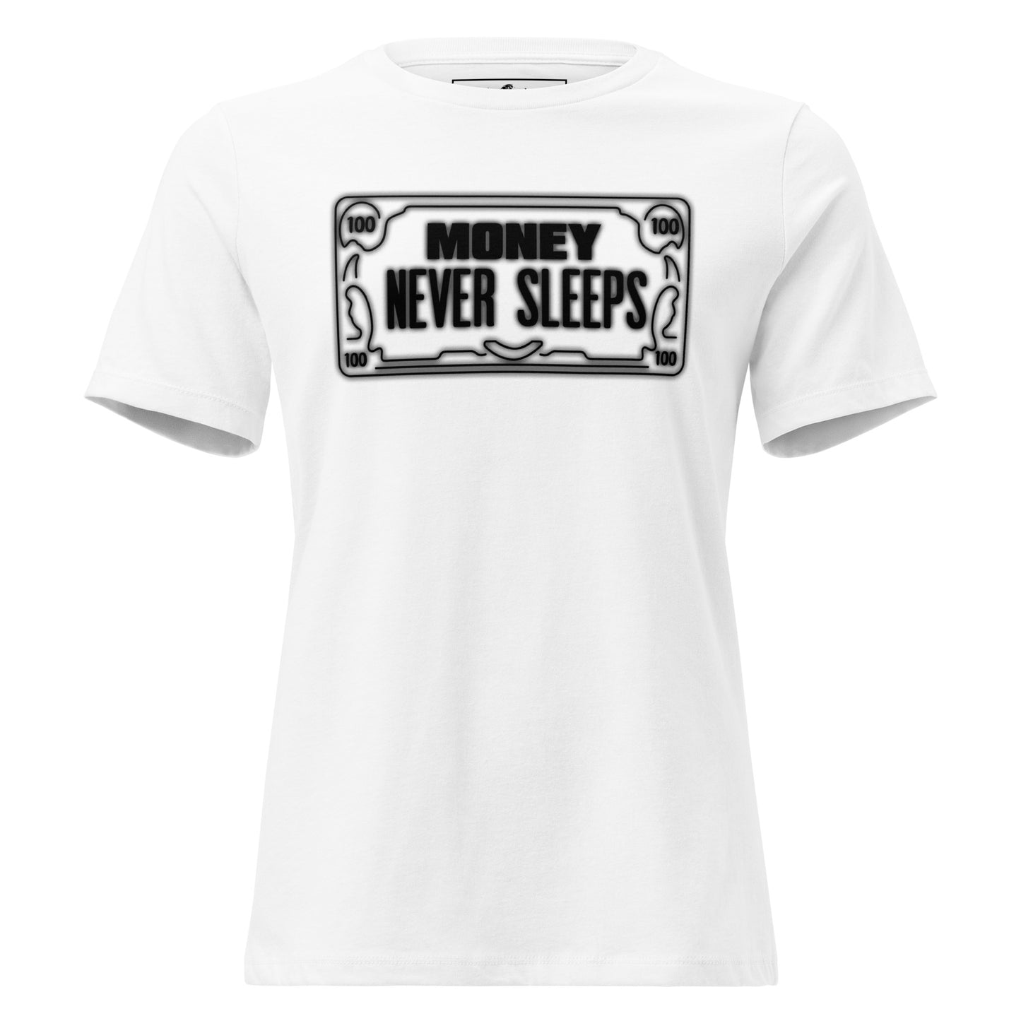 Neon Money Never Sleeps White Motivational Women’s T-Shirt