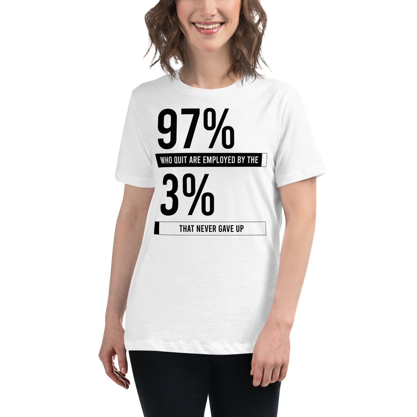 Never Gave Up White Motivational Women’s T-Shirt Lifestyle