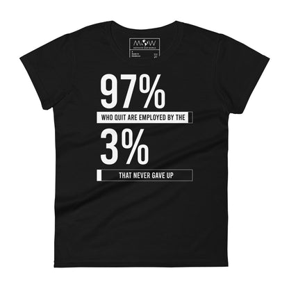 Never Gave Up Women's Motivational Black T-Shirt