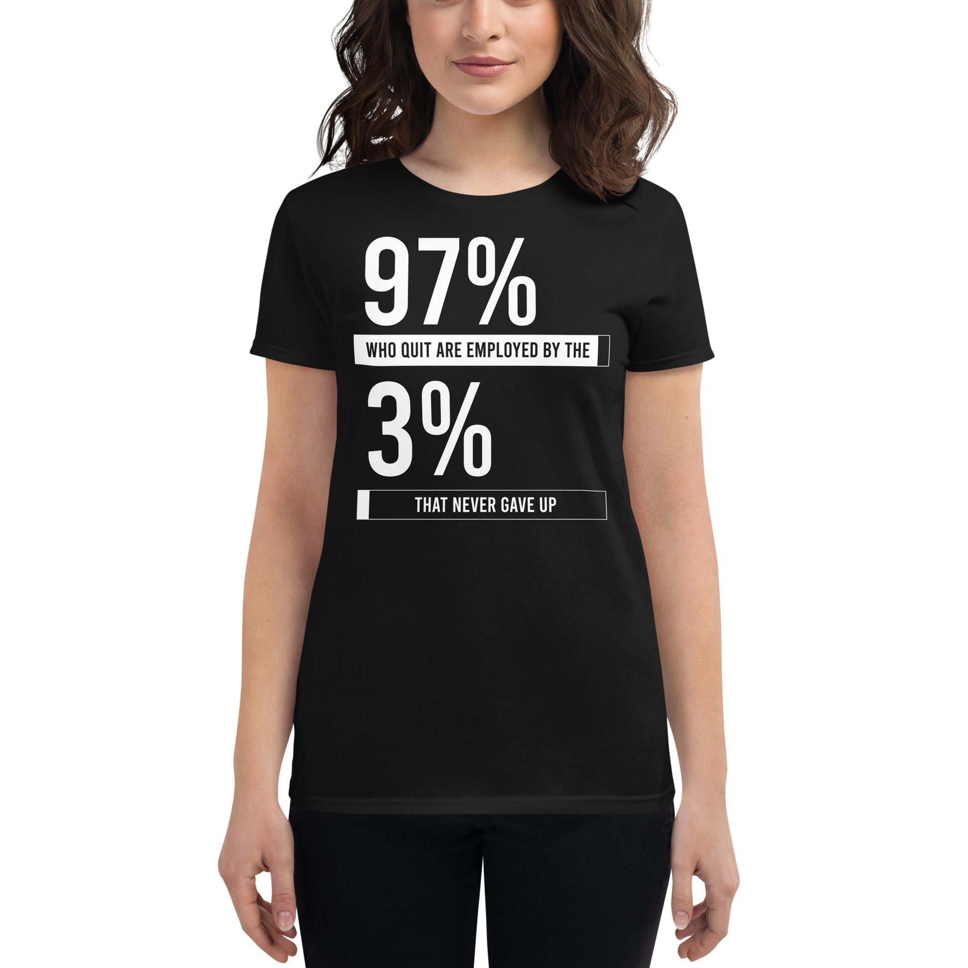 Never Gave Up Women's Motivational Black T-Shirt