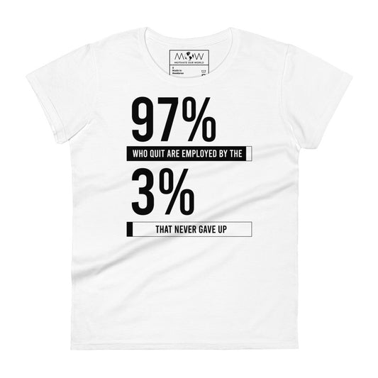 Never Gave Up Women's Motivational White T-Shirt