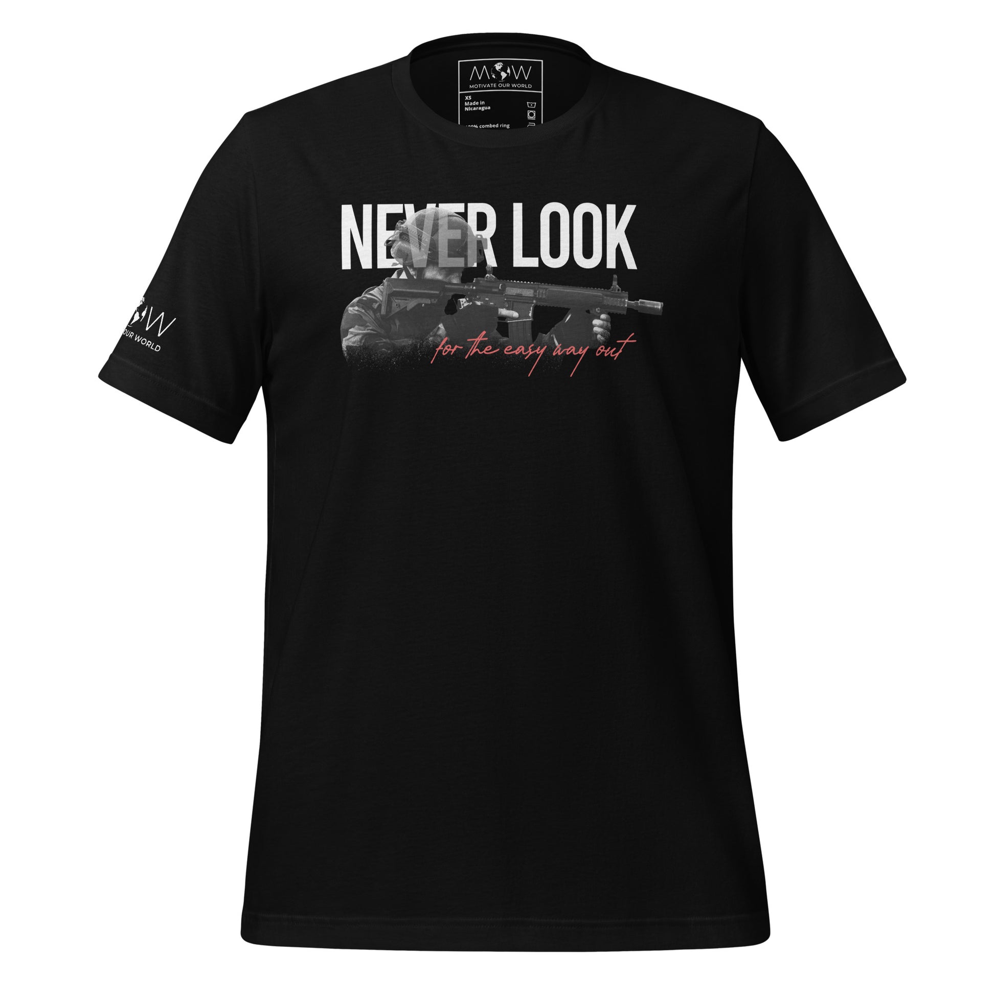 Never Look for Men's Motivational Black T-Shirt