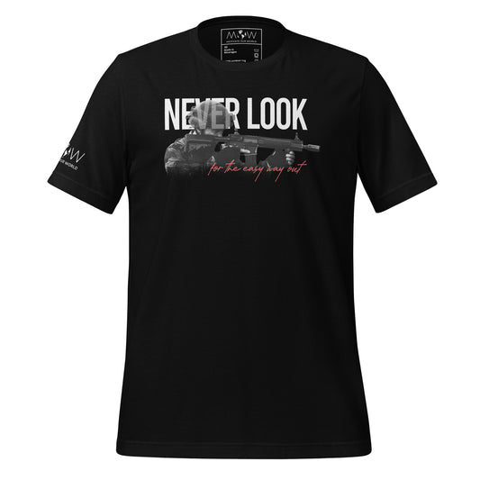 Never Look for Men's Motivational Black T-Shirt