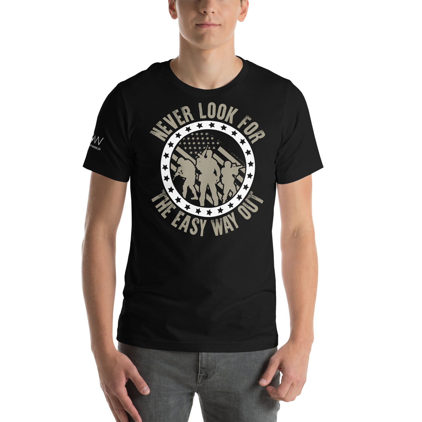 Never Look for the Easy Men's Motivational Black T-Shirt