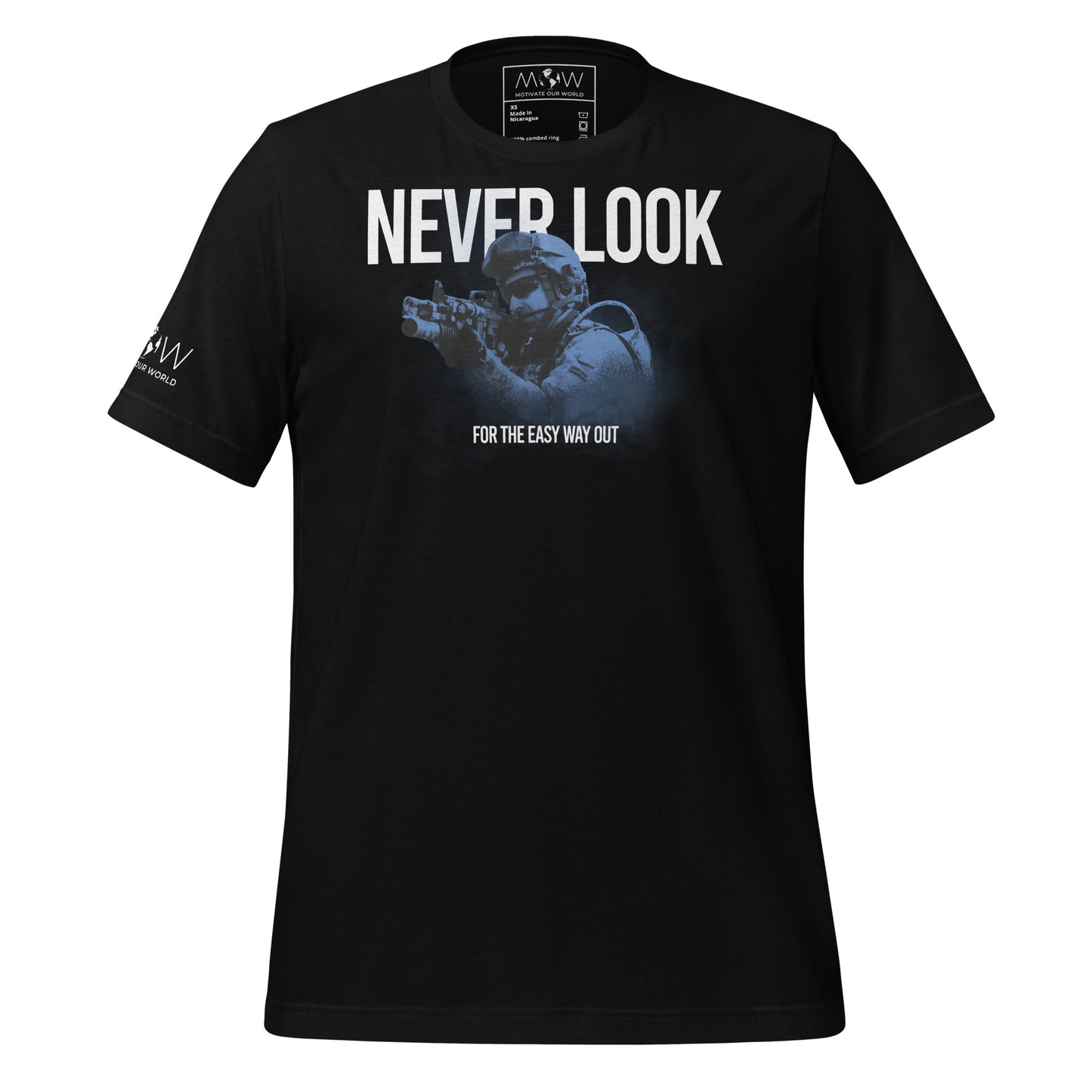 Never Look for the Easy Way Out II Men's Motivational Black T-Shirt