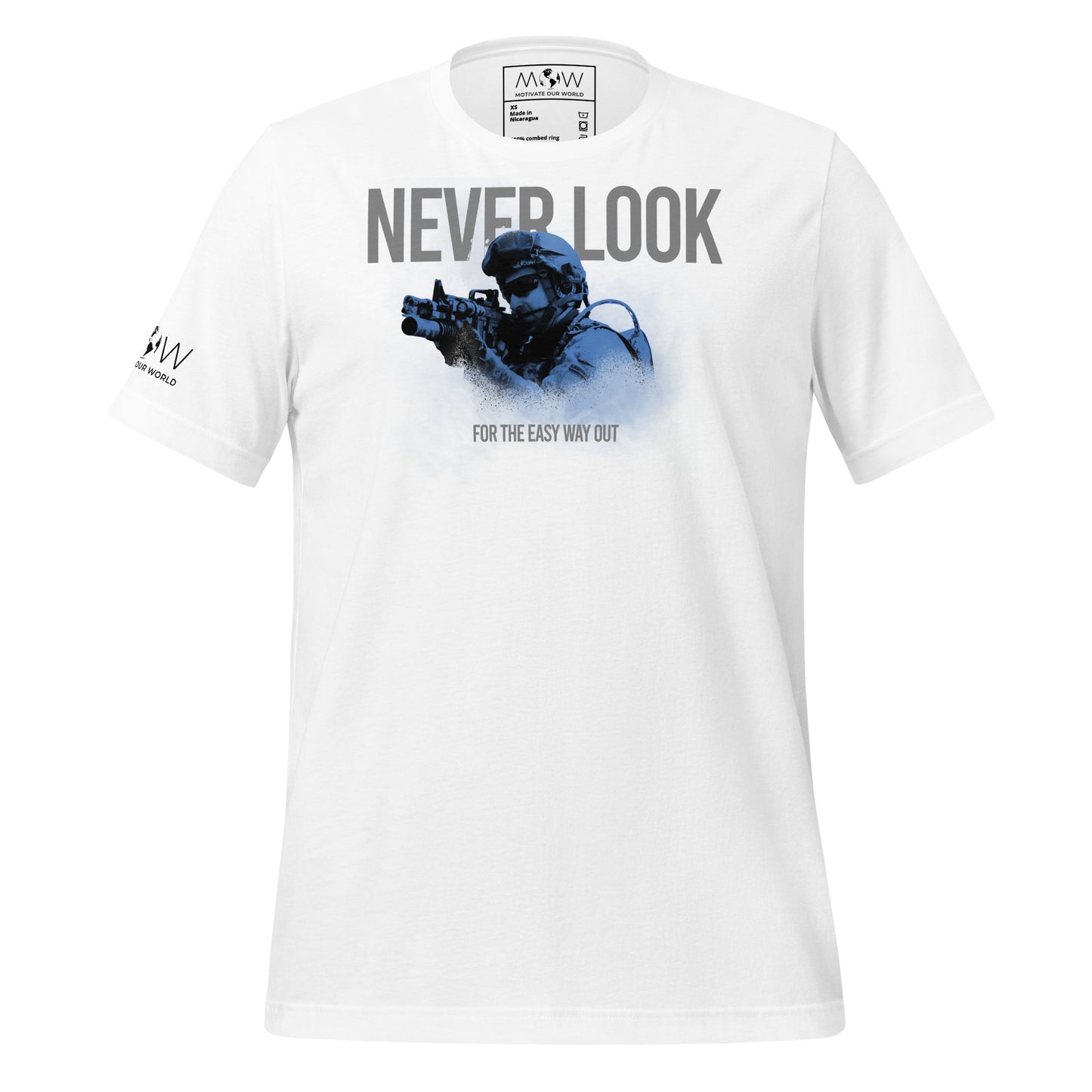 Never Look for the Easy Way Out II Men's Motivational White T-Shirt