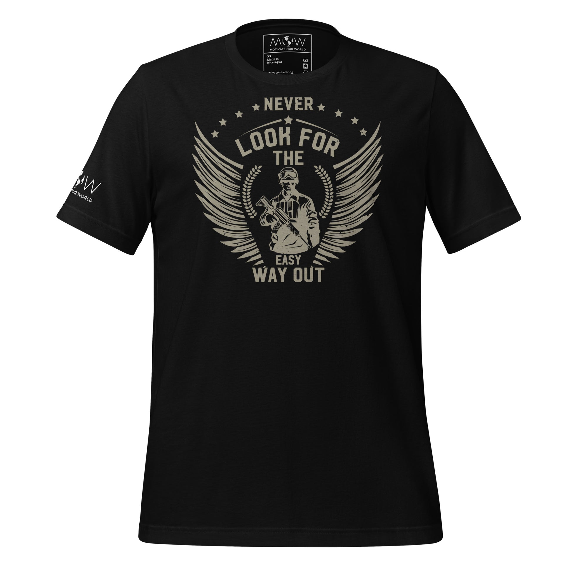 Never Look for the Easy Way Out Men's Motivational Black T-Shirt