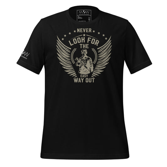 Never Look for the Easy Way Out Men's Motivational Black T-Shirt