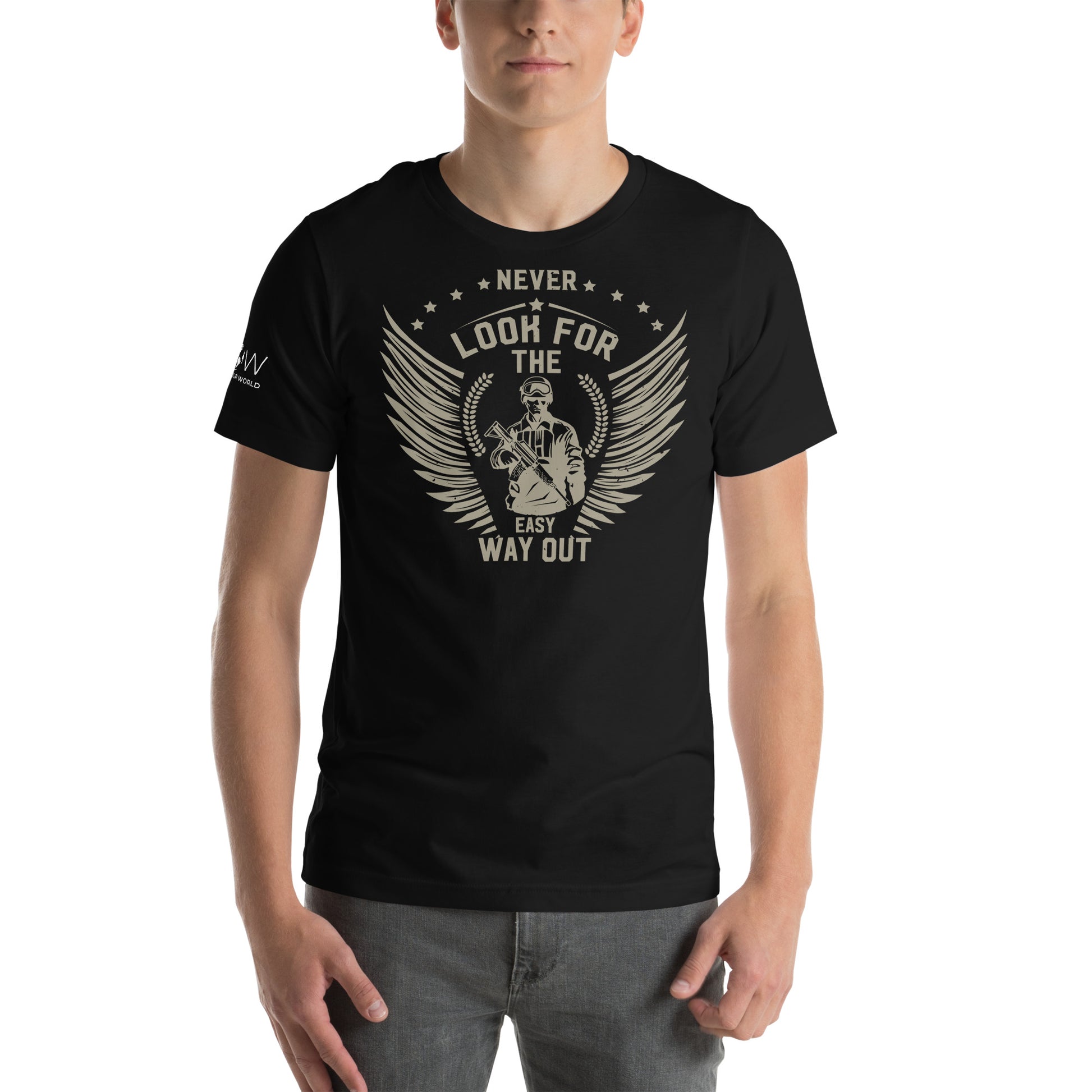 Never Look for the Easy Way Out Men's Motivational Black T-Shirt