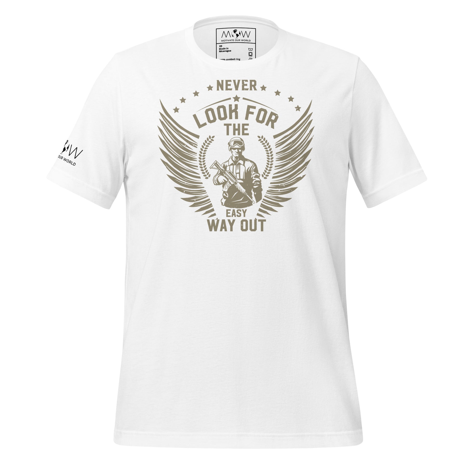 Never Look for the Easy Way Out Men's Motivational White T-Shirt