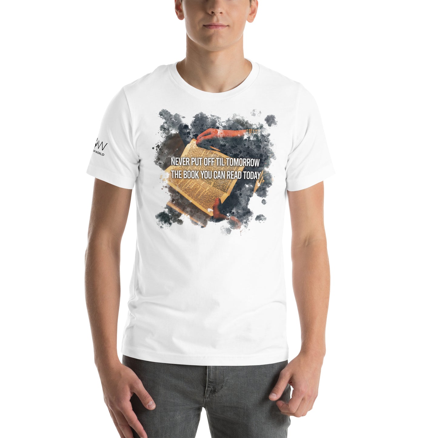Never Put Off Til Tomorrow the Book White Motivational Men's T-Shirt