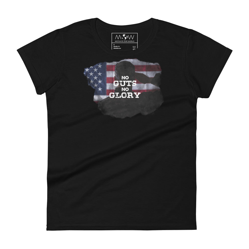 No Guts No Glory III Women’s Motivational Black T-Shirt