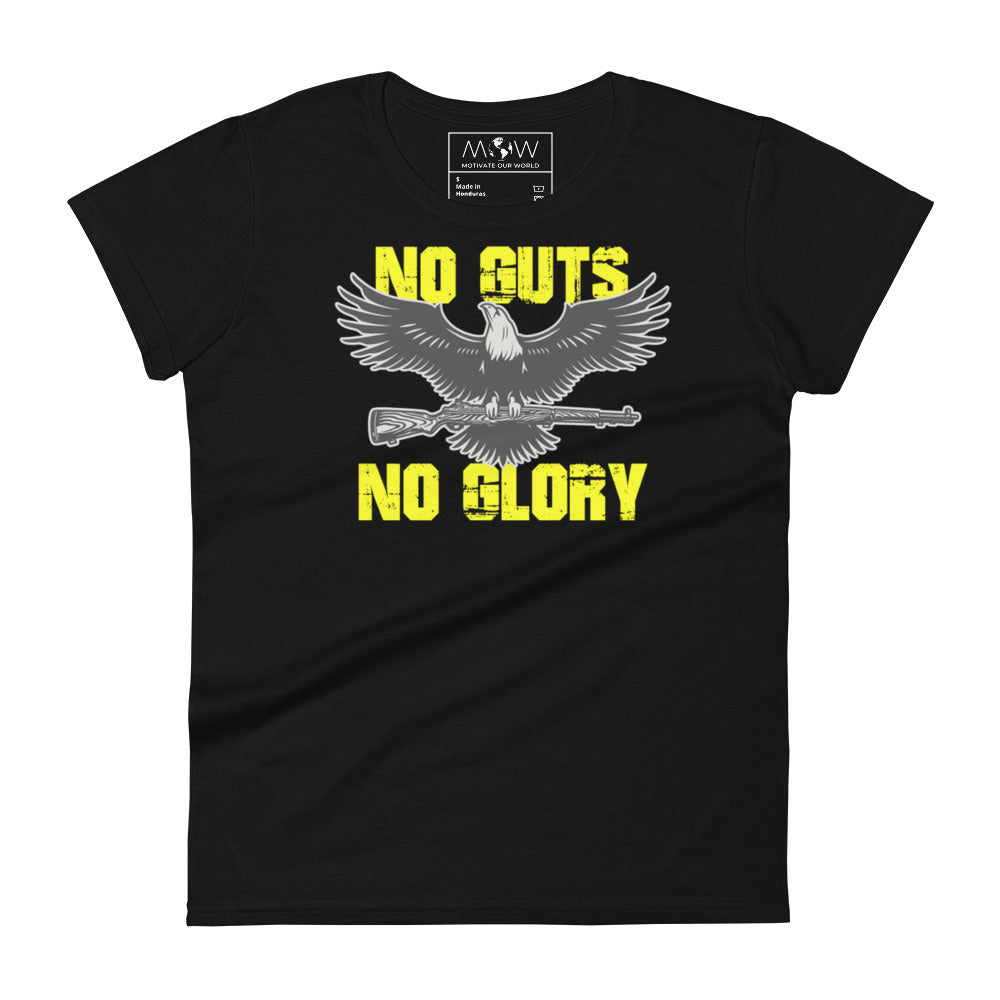 No Guts No Glory Women’s Motivational Black T-Shirt