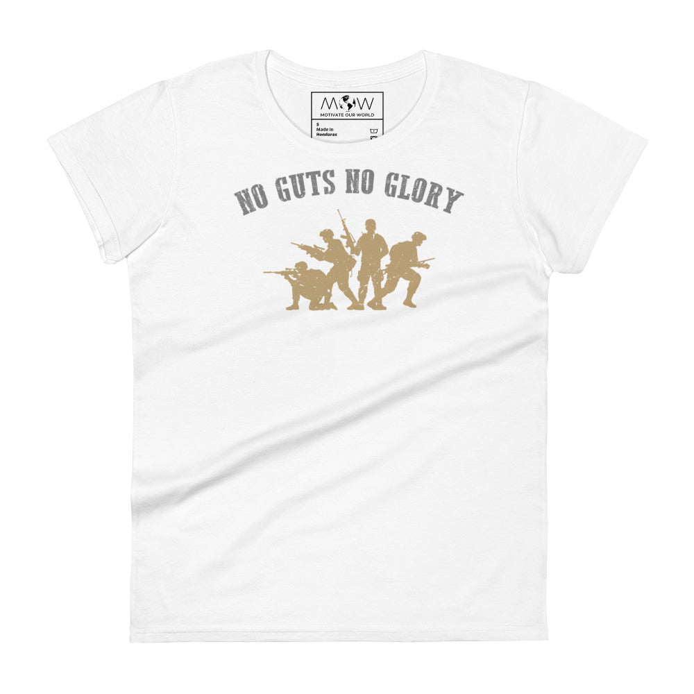 No Guts Women’s Motivational White T-Shirt