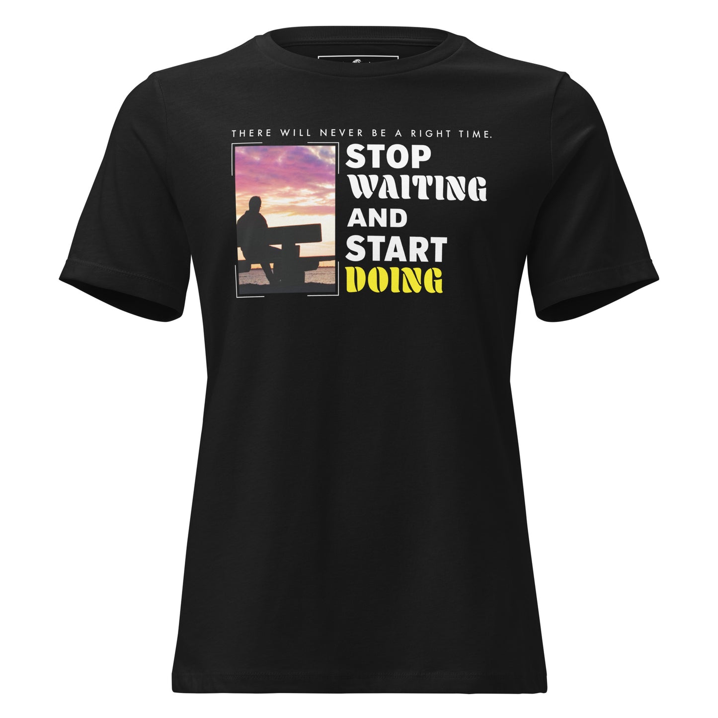 No Right Time, Stop Waiting and Start Doing Black Motivational Men's T-Shirt