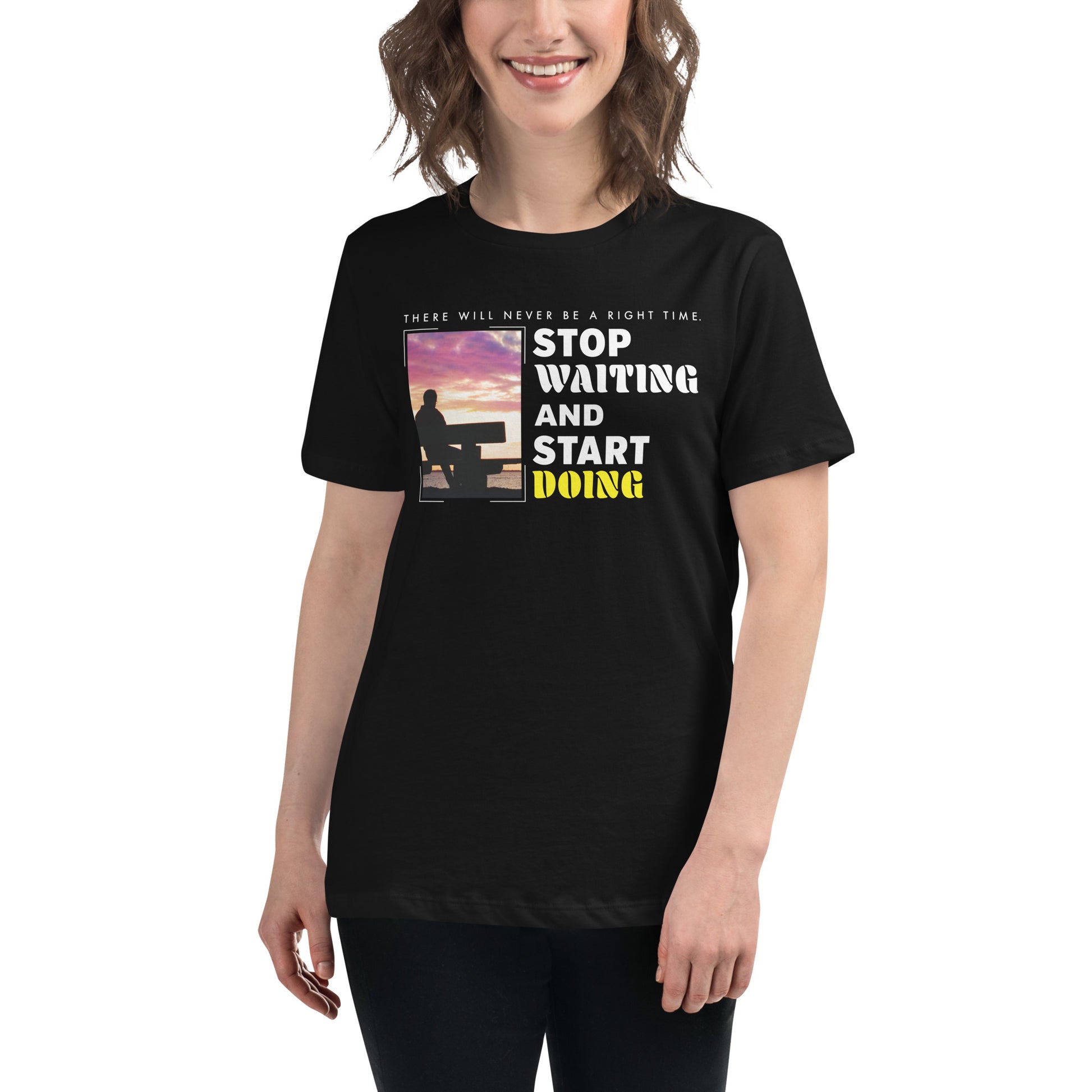 No Right Time, Stop Waiting and Start Doing Black Motivational Men's T-Shirt Lifestyle