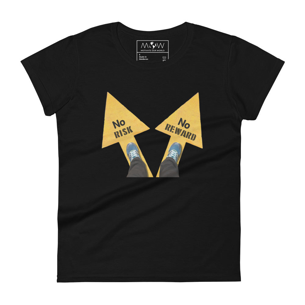 No Risk, No Reward Arrows Women’s Motivational Black T-Shirt
