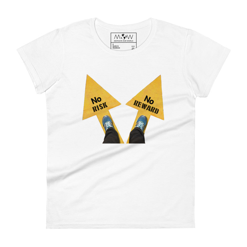 No Risk, No Reward Arrows Women’s Motivational White T-Shirt