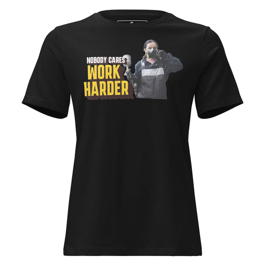 "Nobody Cares, Work Harder"(Grit & Grit Edition) Black Motivational Women’s T-Shirt