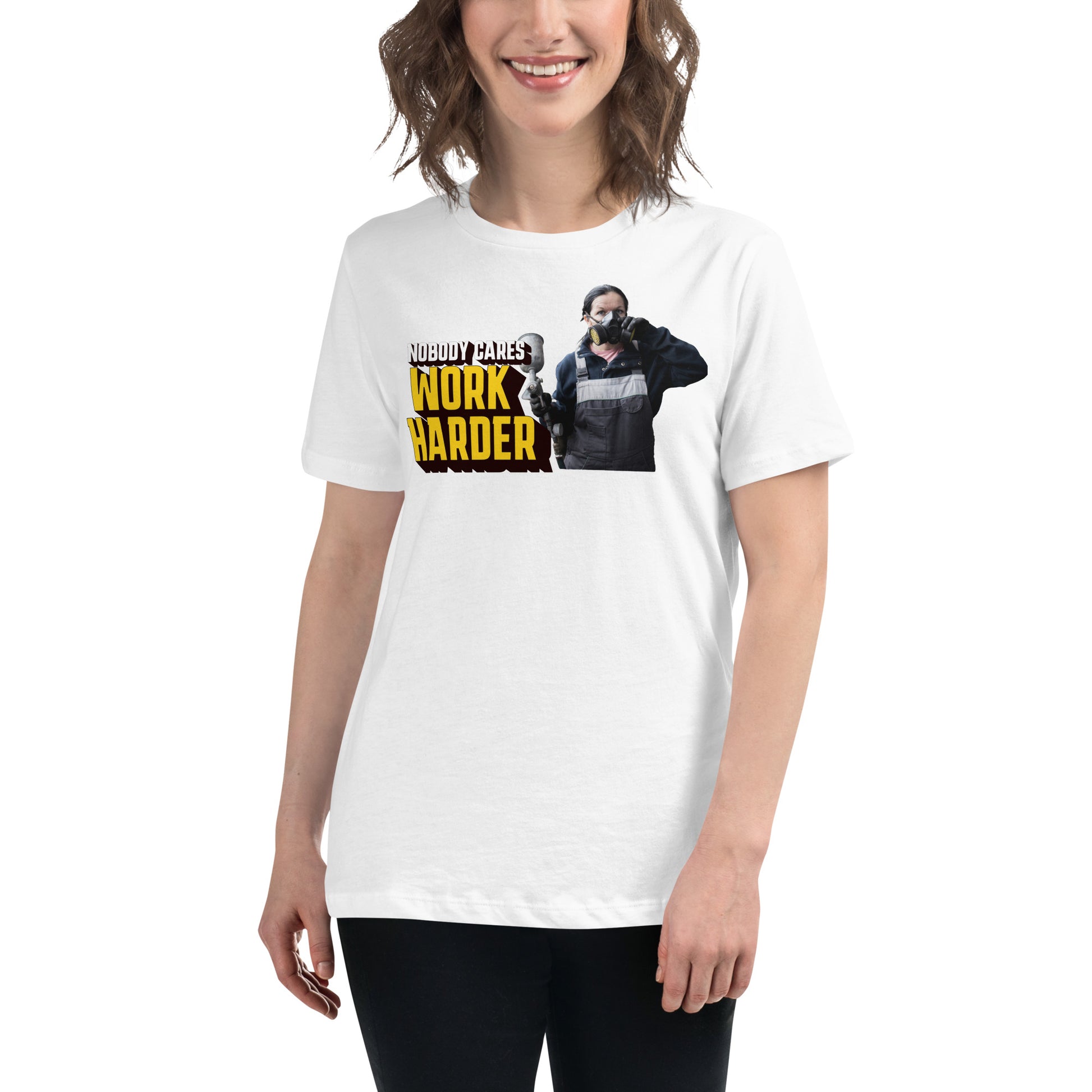 "Nobody Cares, Work Harder"(Grit & Grit Edition) White Motivational Women’s T-Shirt Lifestyle