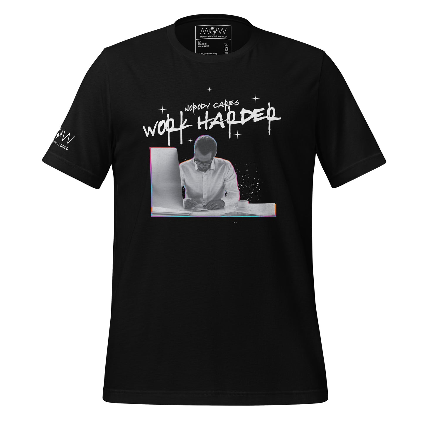 Nobody Cares, Work Harder Men's Motivational Black T-Shirt