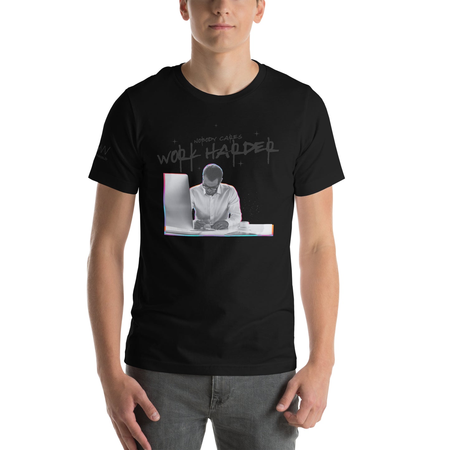 Nobody Cares, Work Harder Men's Motivational Black T-Shirt