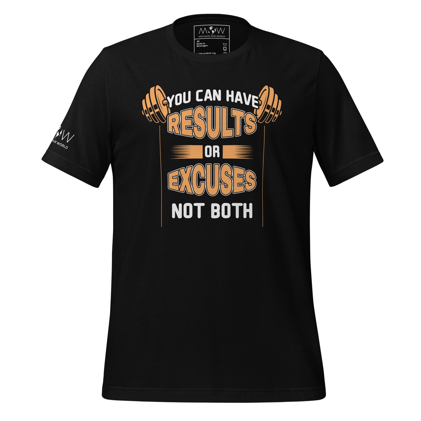 Not Both Results or Excuses Men's Motivational Black T-Shirt