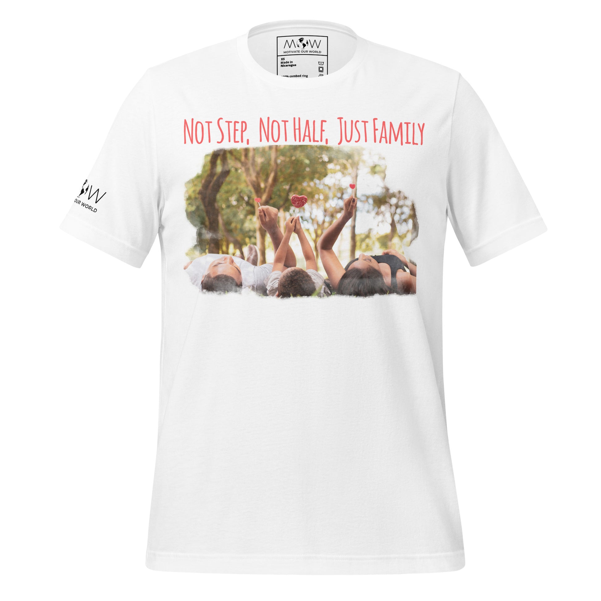 Not Step, Not Half, Just Family – Love & Unity White Motivational Men's T-Shirt