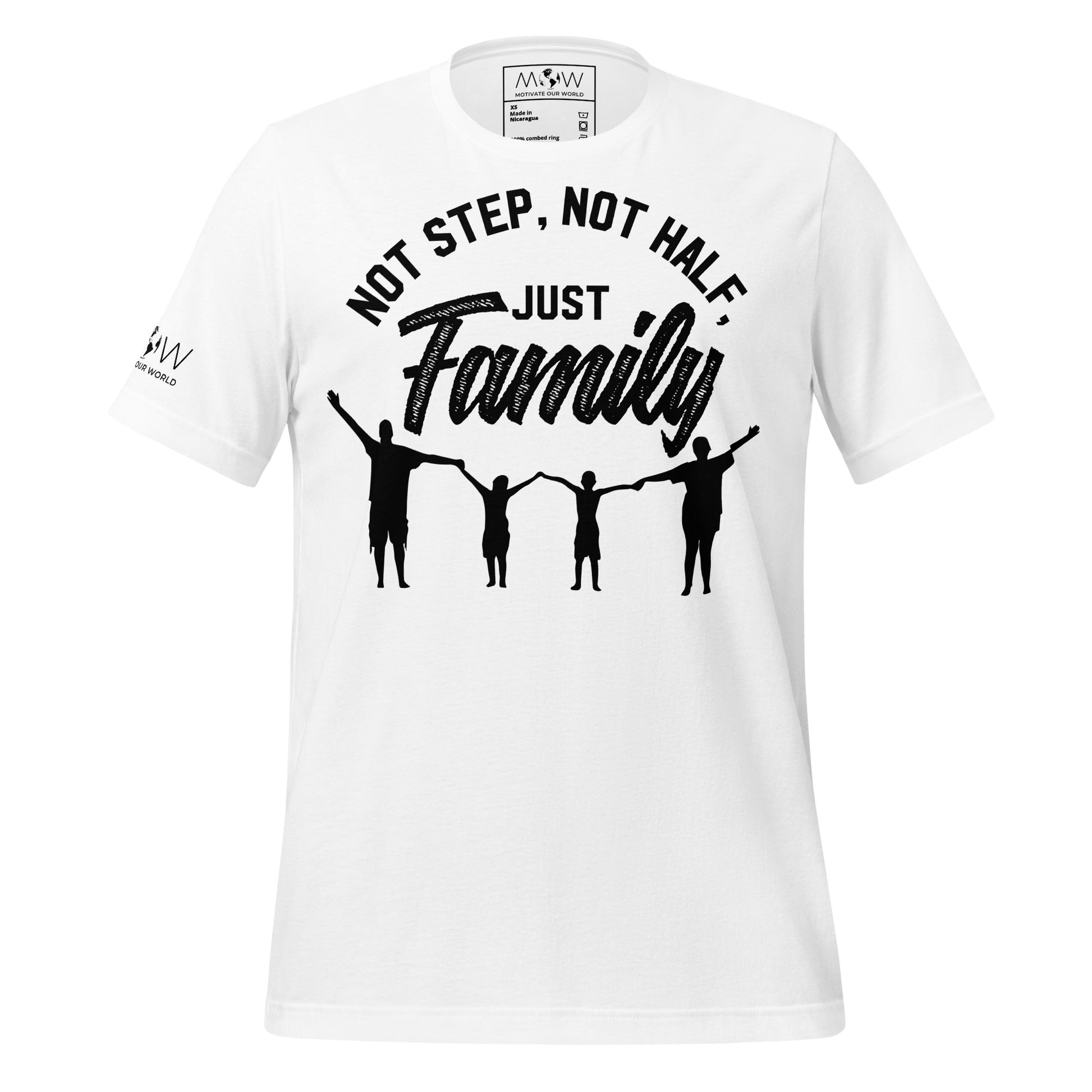 Not Step, Not Half, Just Family  – Unity Silhouette White Motivational Men's T-Shirt