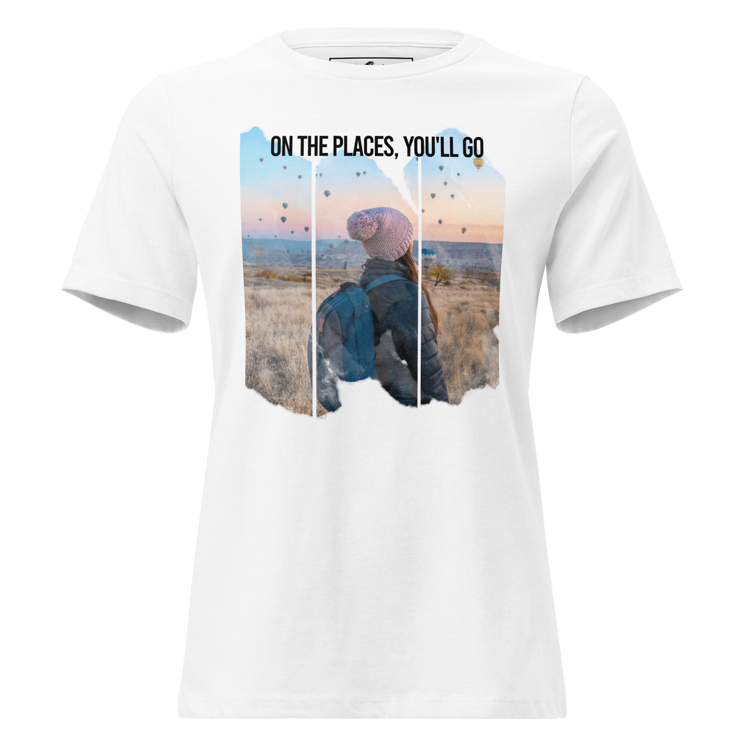 On The Places You’ll Go Hot Air Balloon View White Motivational Women’s T-Shirt
