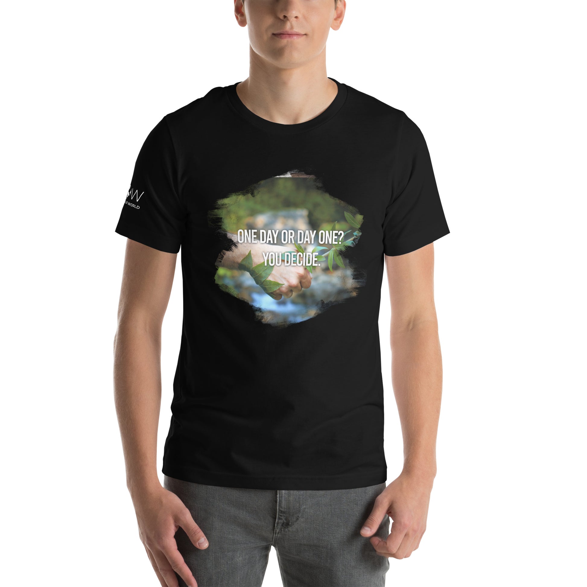 One Day or Day One? Men's Motivational Black T-Shirt