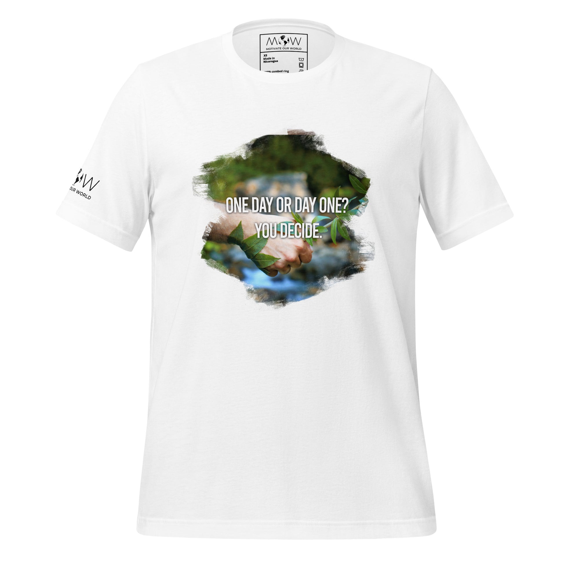 One Day or Day One? Men's Motivational White T-Shirt