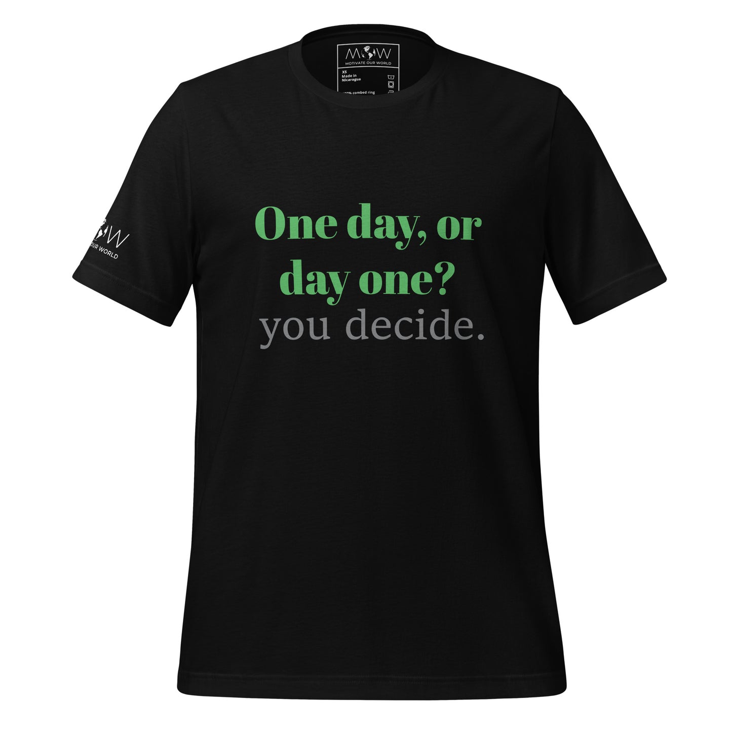 One Day or Day One? Men's Motivational Black T-Shirt