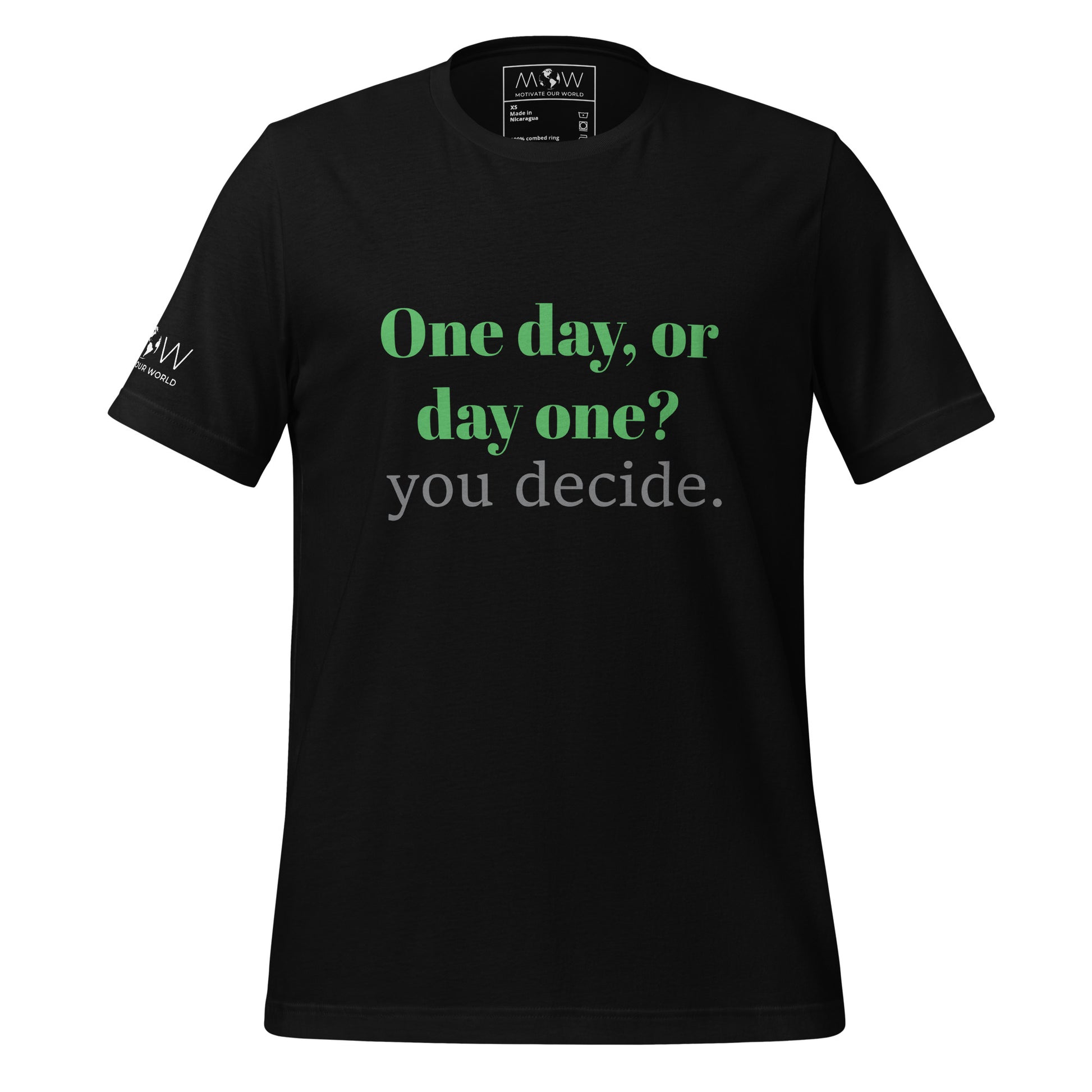 One Day or Day One? Men's Motivational Black T-Shirt