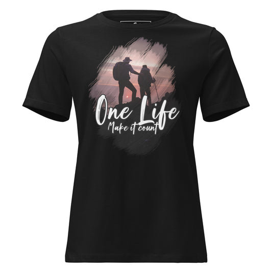 One Life: Make It Count II Black Motivational Women’s T-Shirt