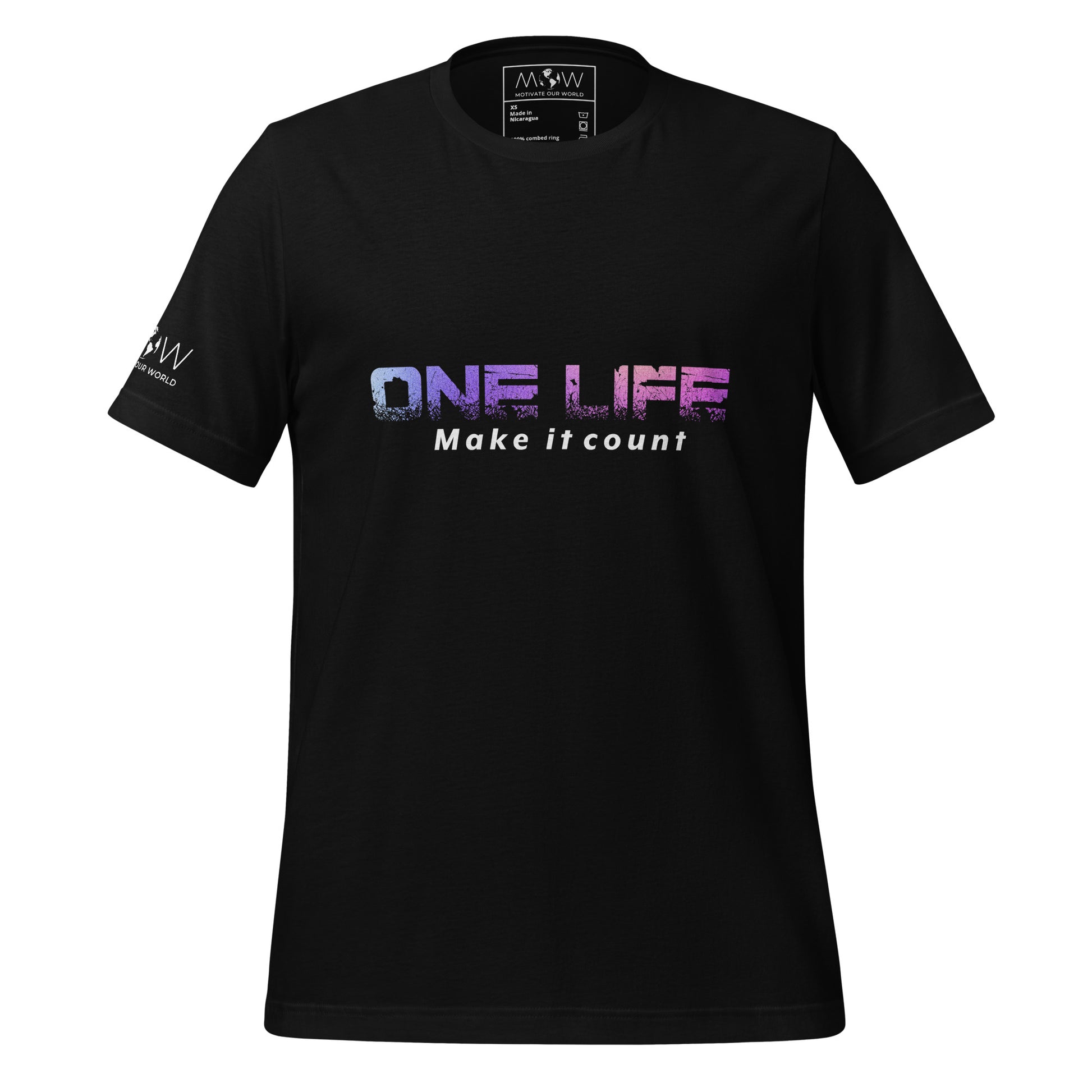 One Life: Make It Count Men's Motivational Black T-Shirt