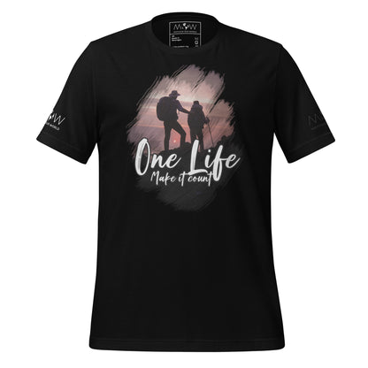 One Life: Make It Count Men's Motivational Black T-Shirt II